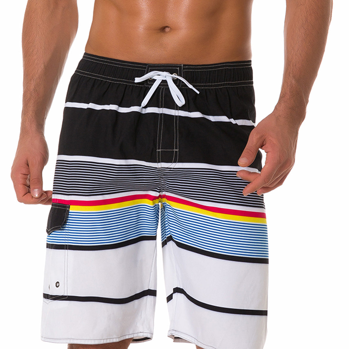 Men's Casual Multicolor Striped Summer Shorts Swimming Trunks
