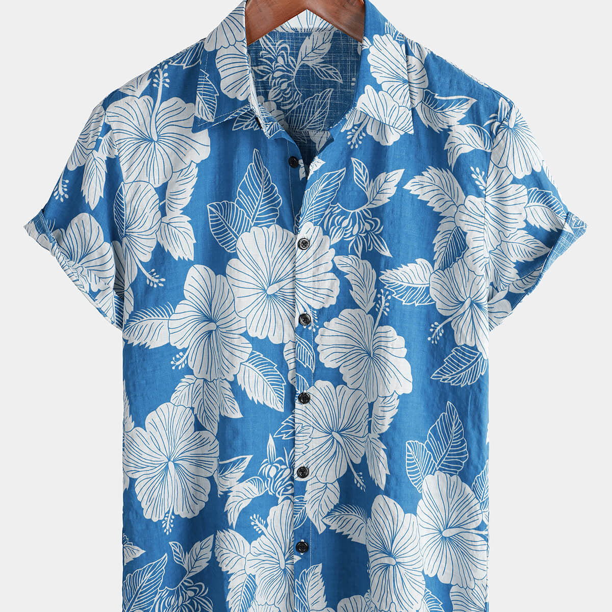 Men's Holiday Floral Hawaiian Short Sleeve Button Up Shirt