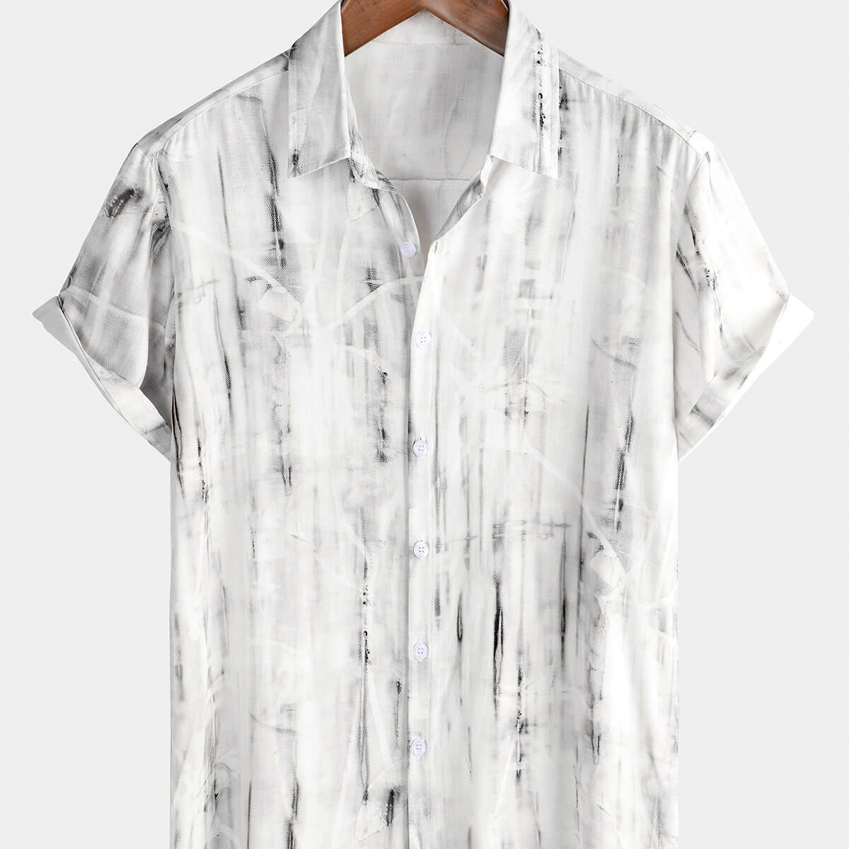 Slim Fit White Buttons Summer Men's Tops main image 0