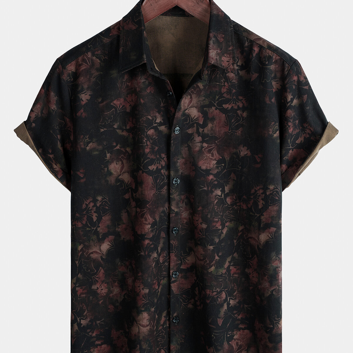 Men's Summer Breathable Short Sleeve Retro Floral Print Casual Shirt