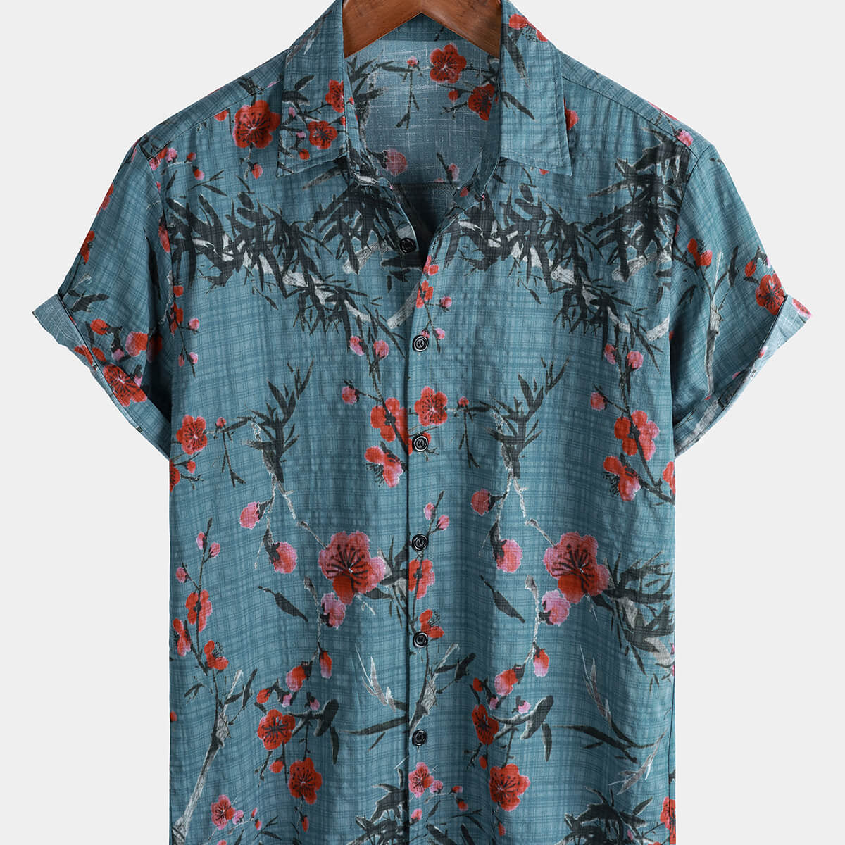 Men's Blossom Print Summer Holiday Short Sleeve Shirt