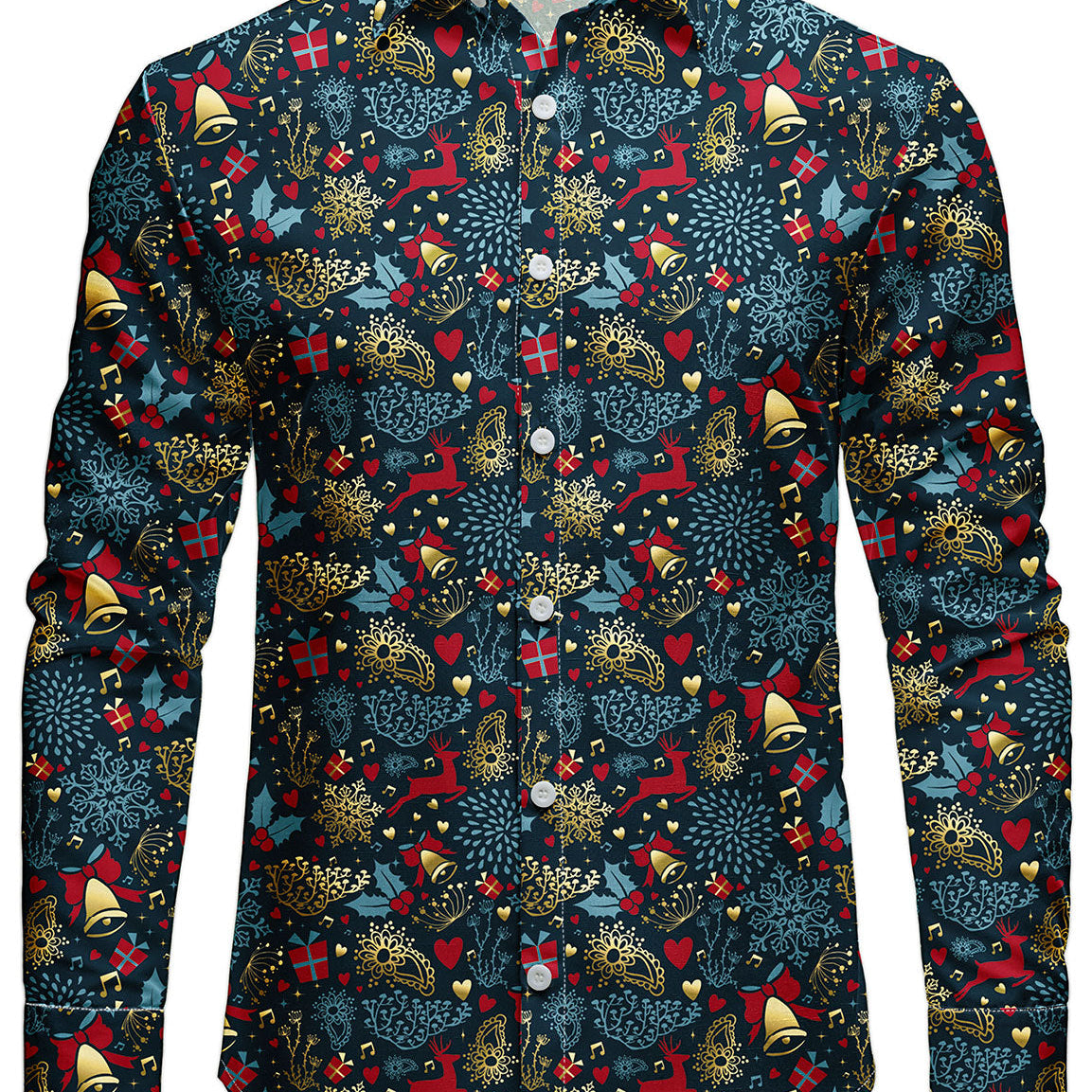 Men's Christmas Reindeer Funny Xmas Themed Long Sleeve Shirt