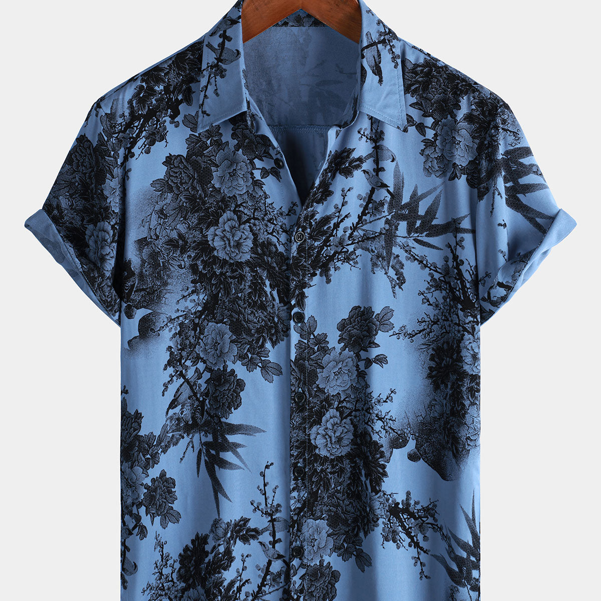 Men's Retro Holiday Breathable Flower Hawaiian Short Sleeve Shirt