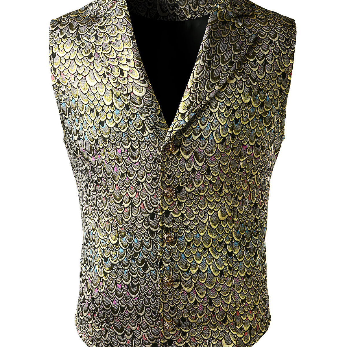 Men's Victorian Waistcoat Shiny Suit Vest Steampunk Gothic Golden Waistcoat