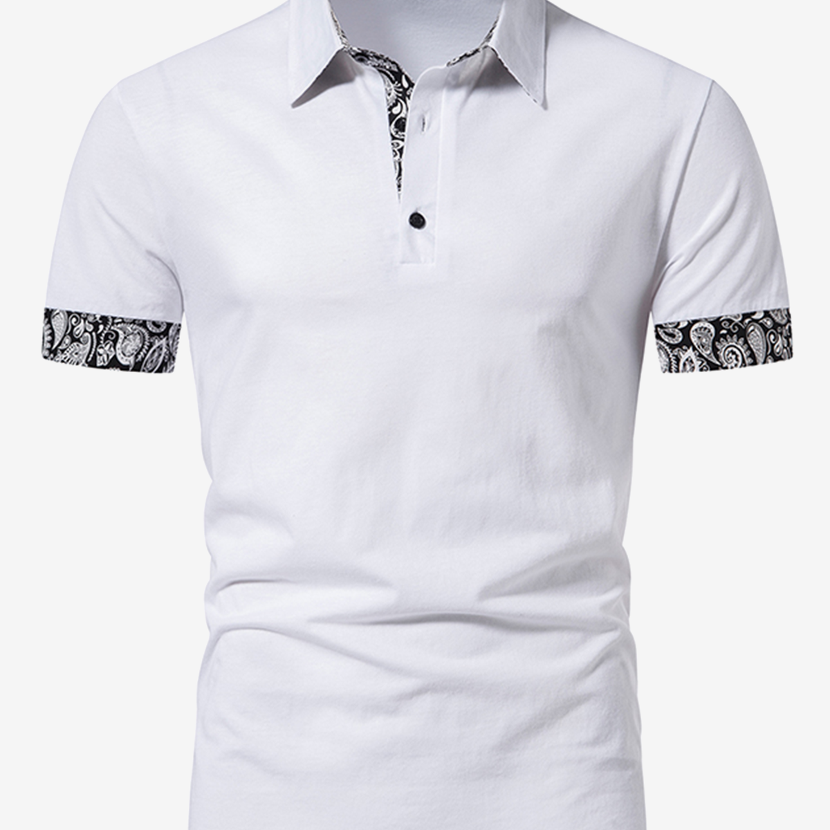 Men's Paisley Print Sports Casual Cotton Short Sleeve Polo Shirt