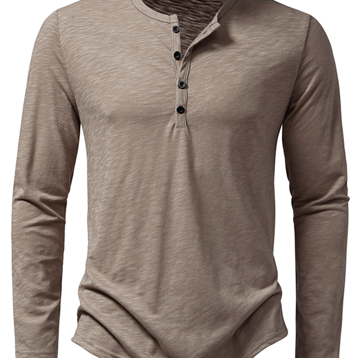 Men's Henley Collar Casual Tee Solid Color T-Shirt