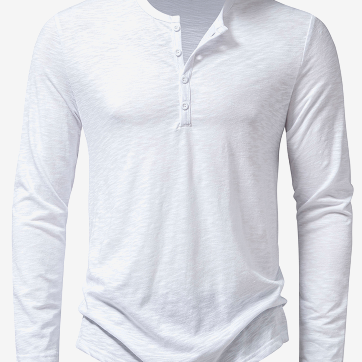 Men's Henley Collar Casual Tee Solid Color T-Shirt