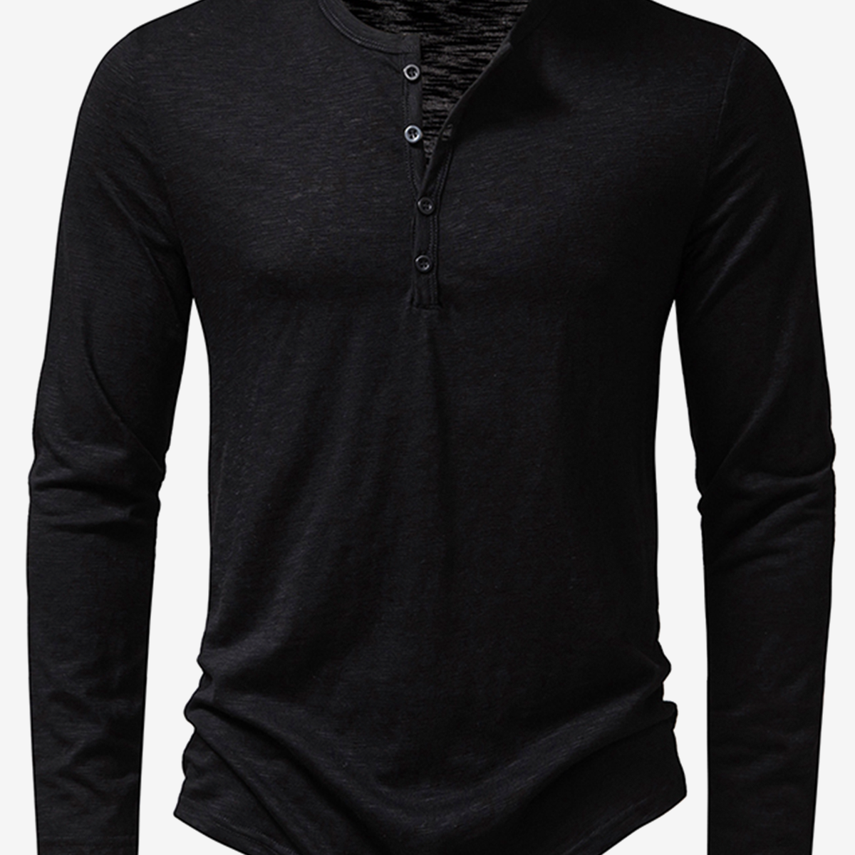 Men's Henley Collar Casual Tee Solid Color T-Shirt