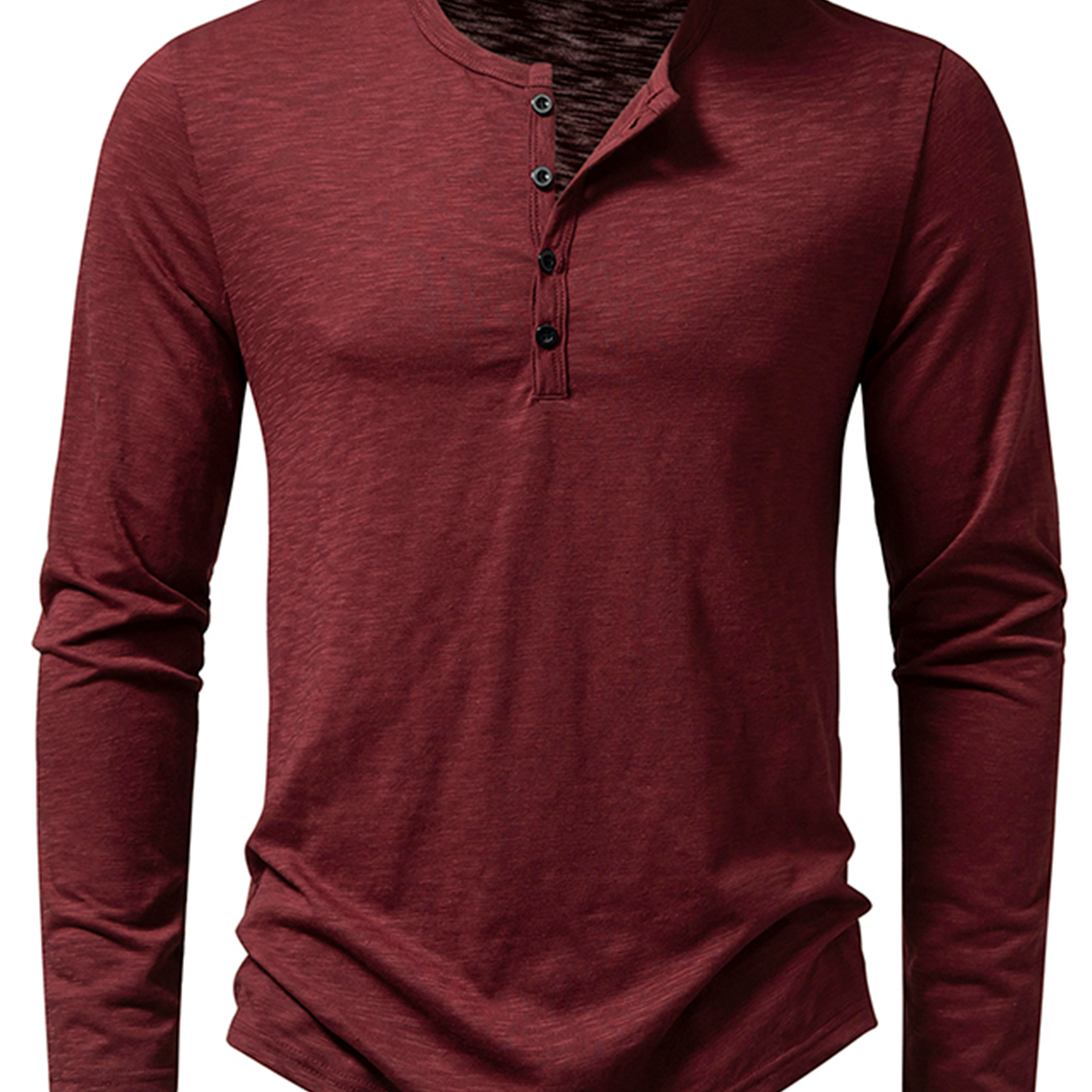 Men's Henley Collar Casual Tee Solid Color T-Shirt
