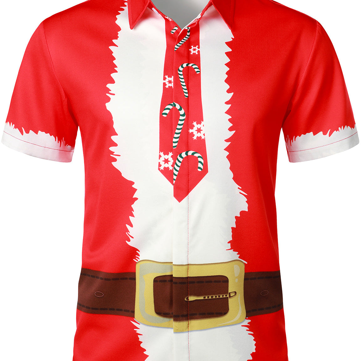 Men's Christmas Funny Santa Claus Xmas Costume Red Short Sleeve Shirt