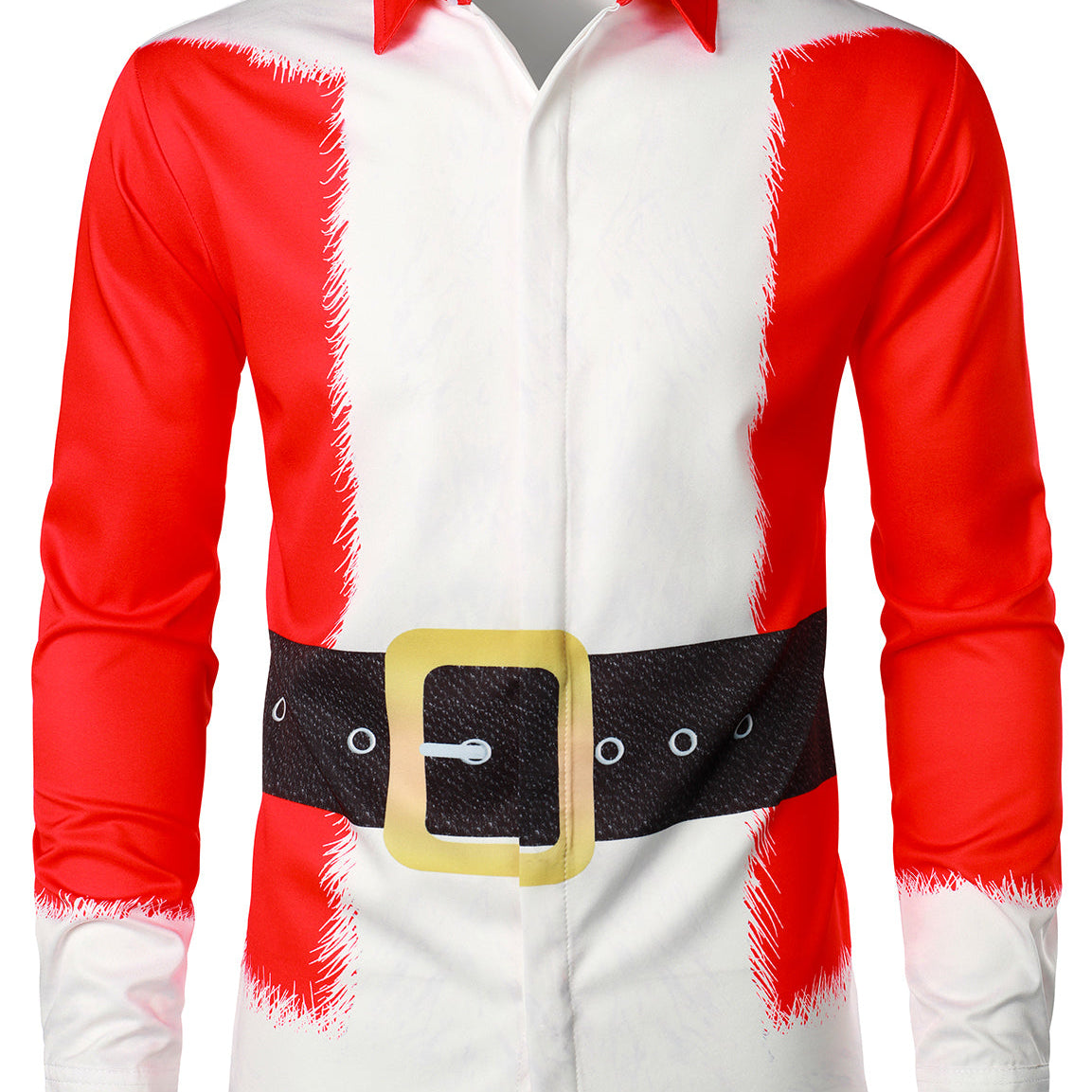 Men's Christmas Santa Claus Xmas Costume Red Funny Outfit Long Sleeve Shirt