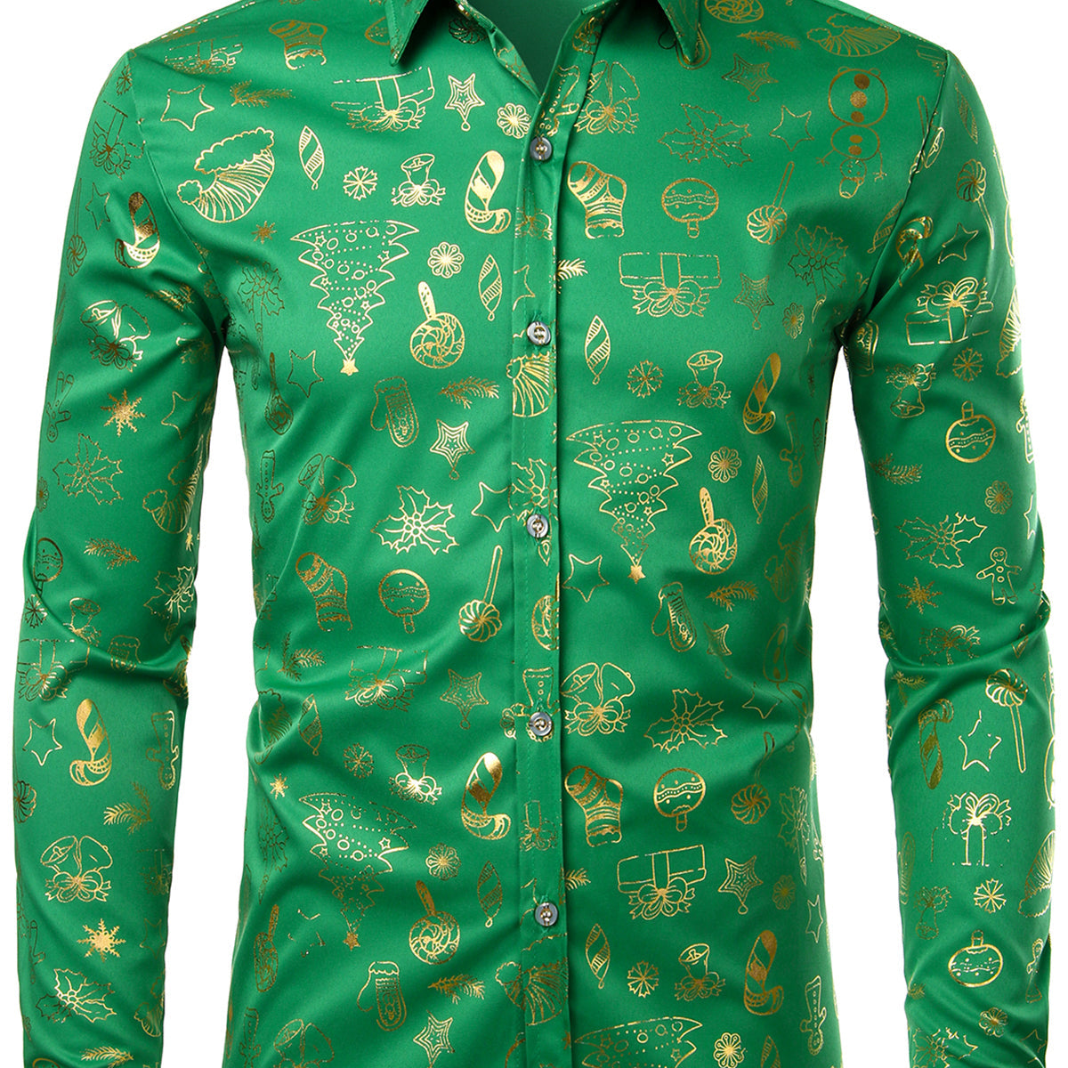 Men's Christmas Print Regular Fit Long Sleeve Shirt