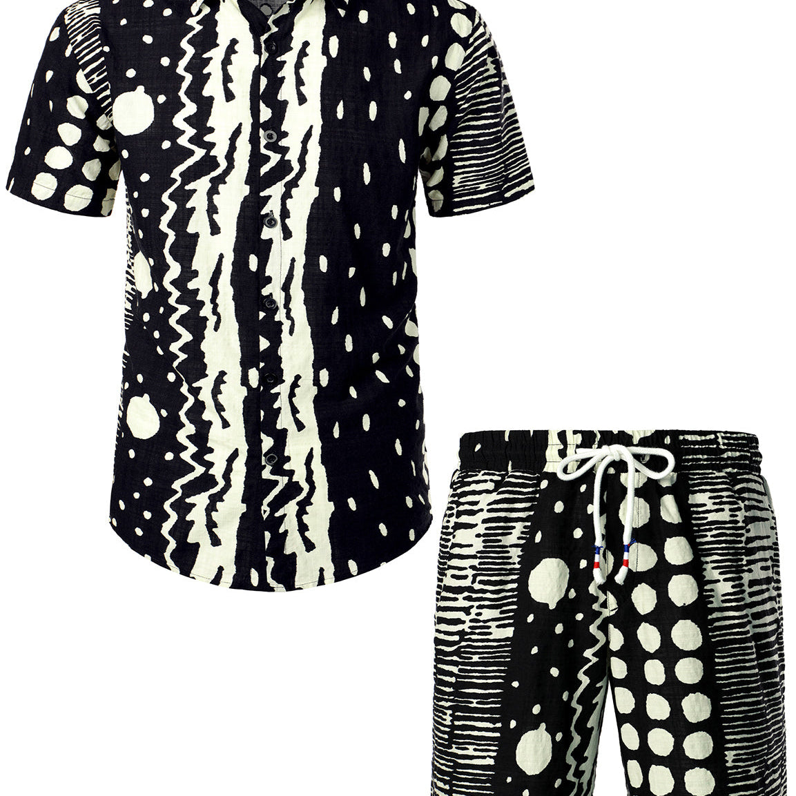 Men's Cotton Vintage Boho Shirt & Shorts Set