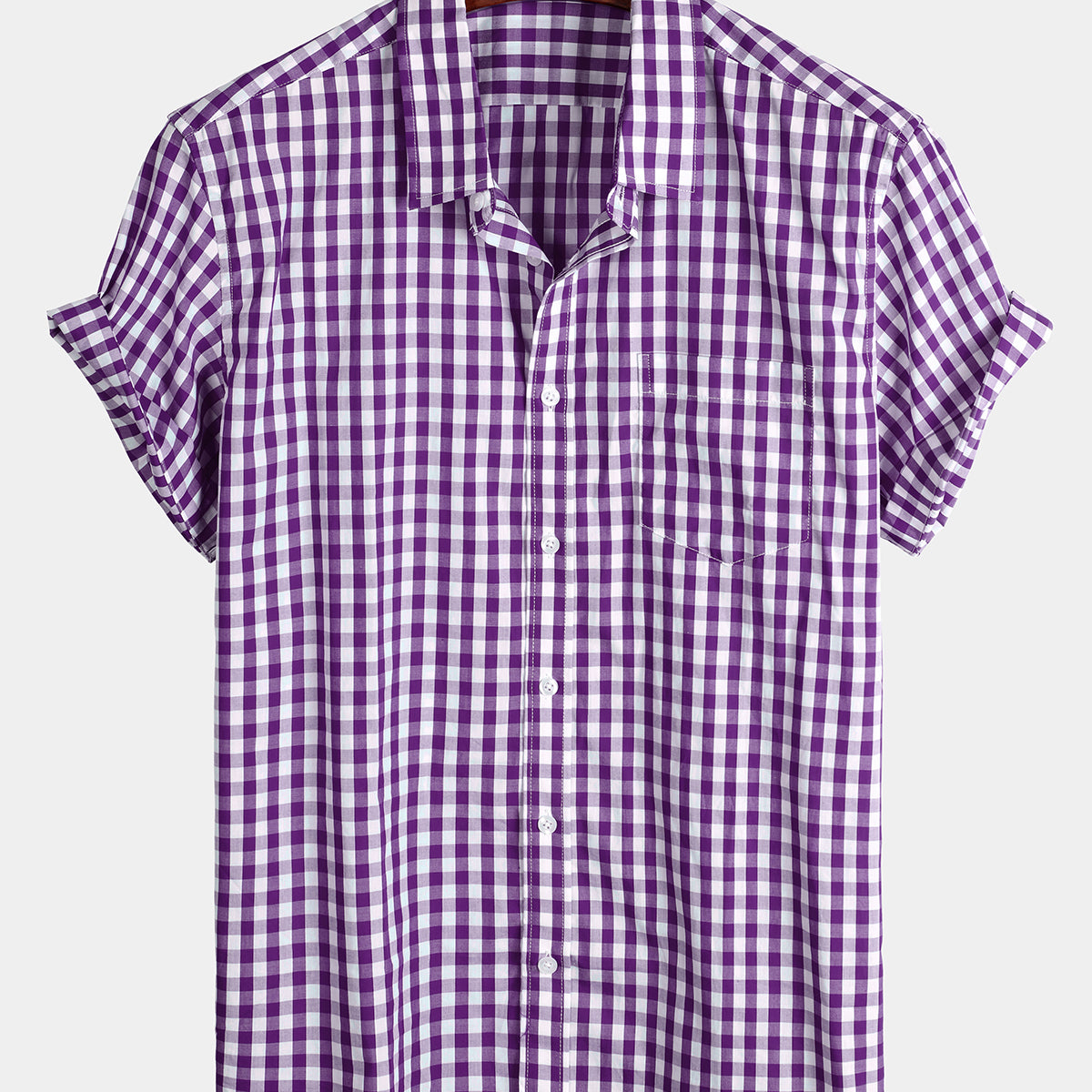 Men's Casual Solid Color Plaid Cotton Pocket Shirt