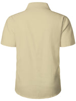 Men's Cotton Retro Drawstring Gothic Solid Color Short Sleeve Shirt