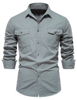 Men's Cotton Casual Outdoor Pocket Long Sleeve Shirt