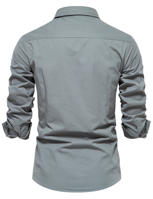 Men's Cotton Casual Outdoor Pocket Long Sleeve Shirt