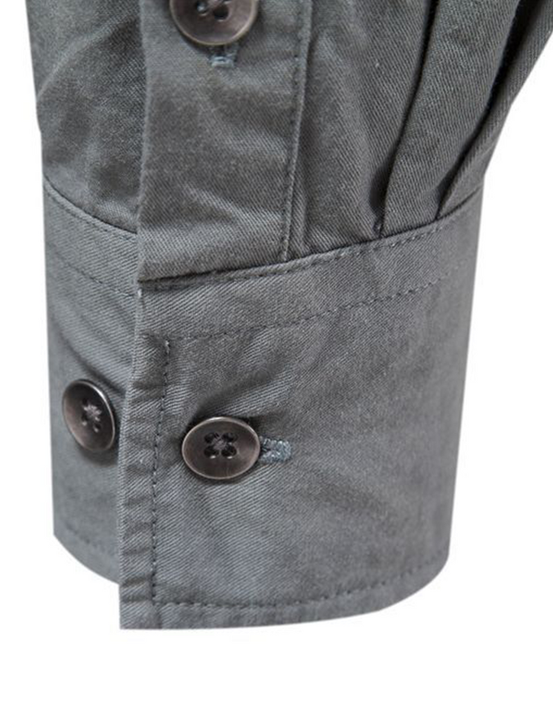 Men's Cotton Casual Outdoor Pocket Long Sleeve Shirt