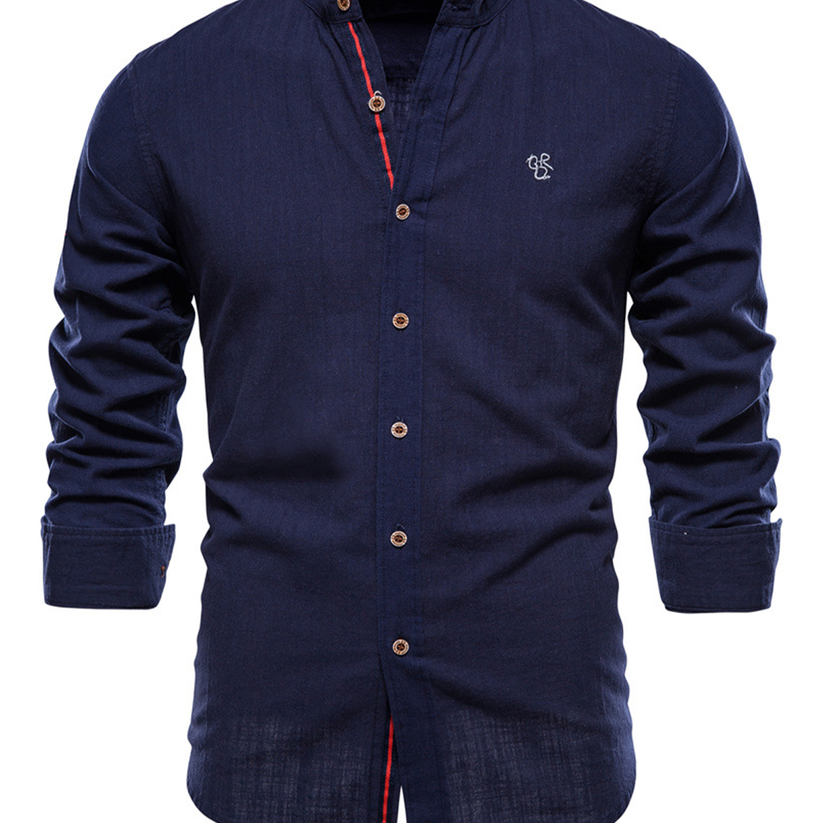 Men's Solid Color 100% Cotton Button Up Long Sleeve Shirt