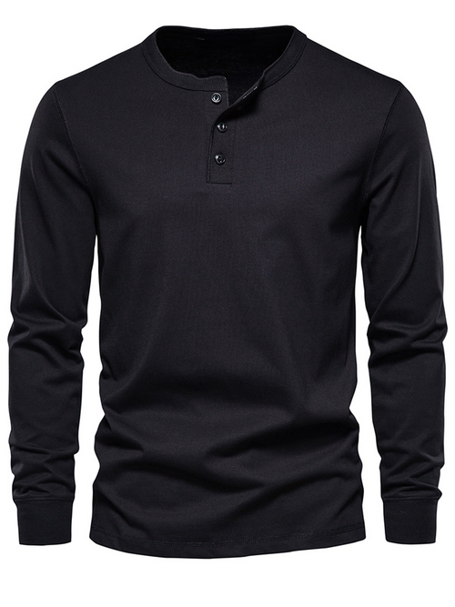Men's Solid Color 100% Cotton Casual Long Sleeve T-Shirt