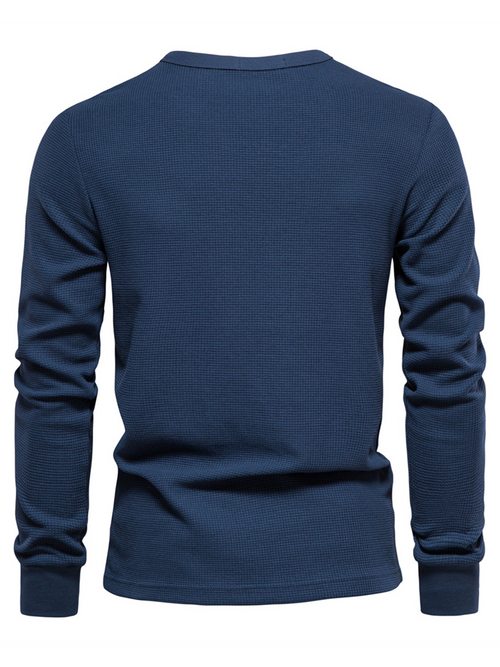 Men's Solid Color Cotton Casual Pocket Long Sleeve T-Shirt