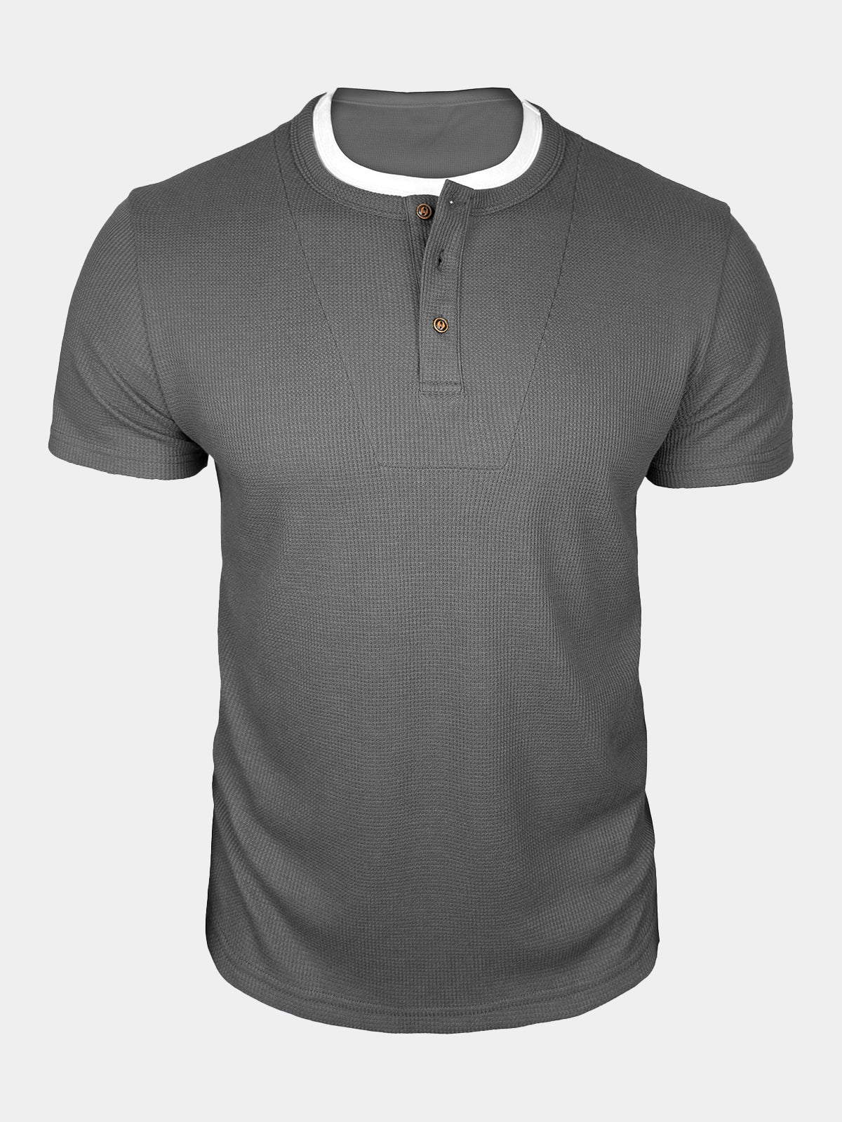 Men’s Waffle Knit Short Sleeve Henley Shirt