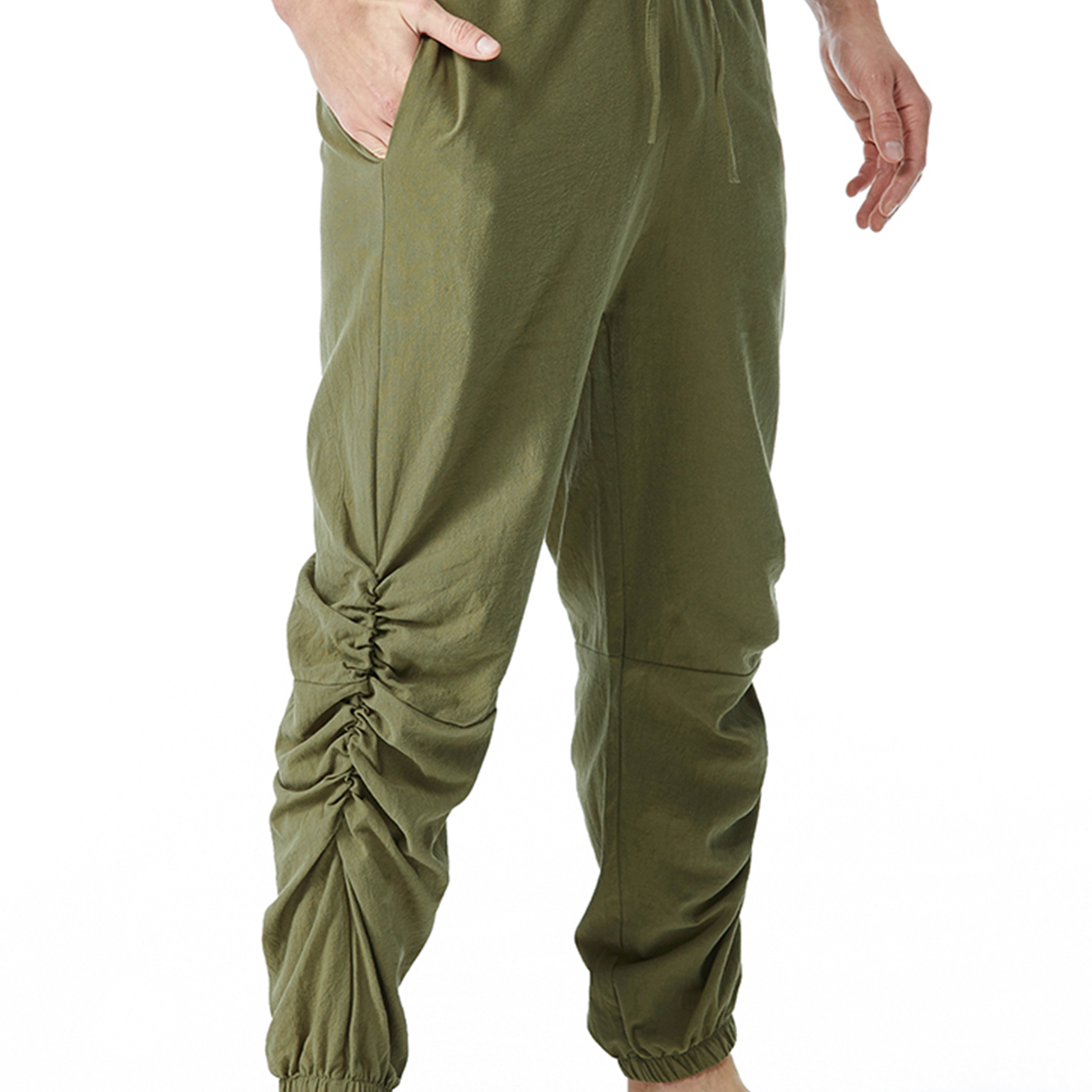 Pantalones de algodón transpirables casuales de color sólido para hombre