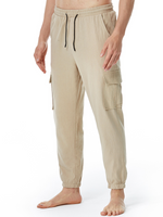 Men's Cotton Casual Solid Color Breathable Pockets Pants