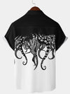 Men's Octopus Print Hawaiian Aloha Beach Short Sleeve Shirt