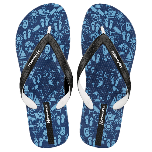 Men's Summer Vacation Beach Hawaiian Comfortable Blue Flip Flops