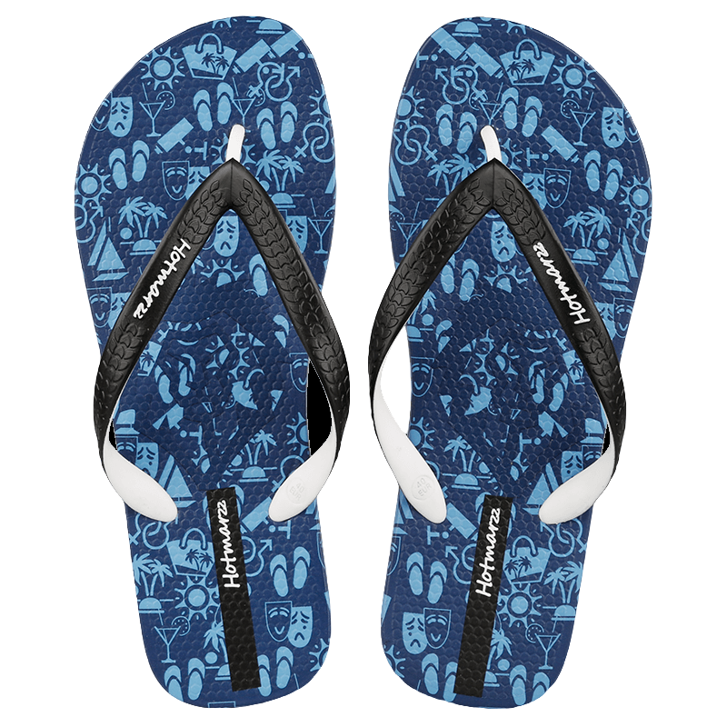 Men's Summer Vacation Beach Hawaiian Comfortable Blue Flip Flops