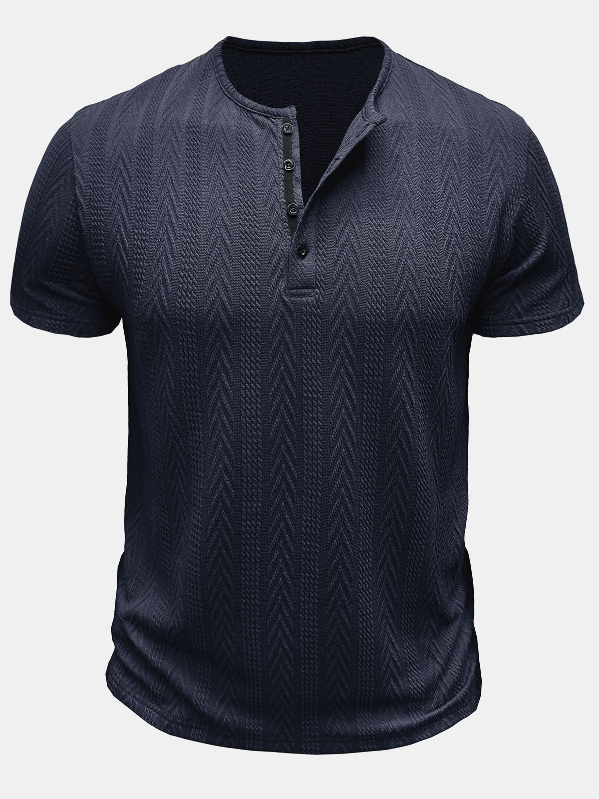 Men's Solid Color Henley Short Sleeve Summer T-Shirt
