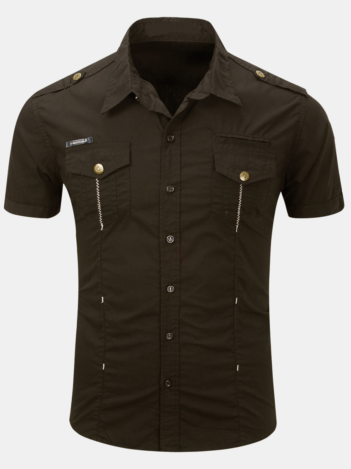 Men's Casual Cotton Pocket Outdoor Short Sleeve Shirt