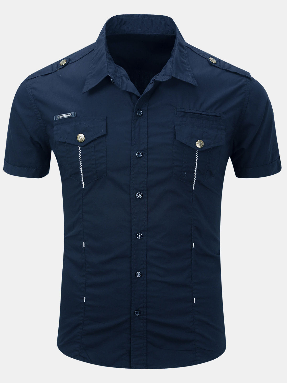 Men's Casual Cotton Pocket Outdoor Short Sleeve Shirt