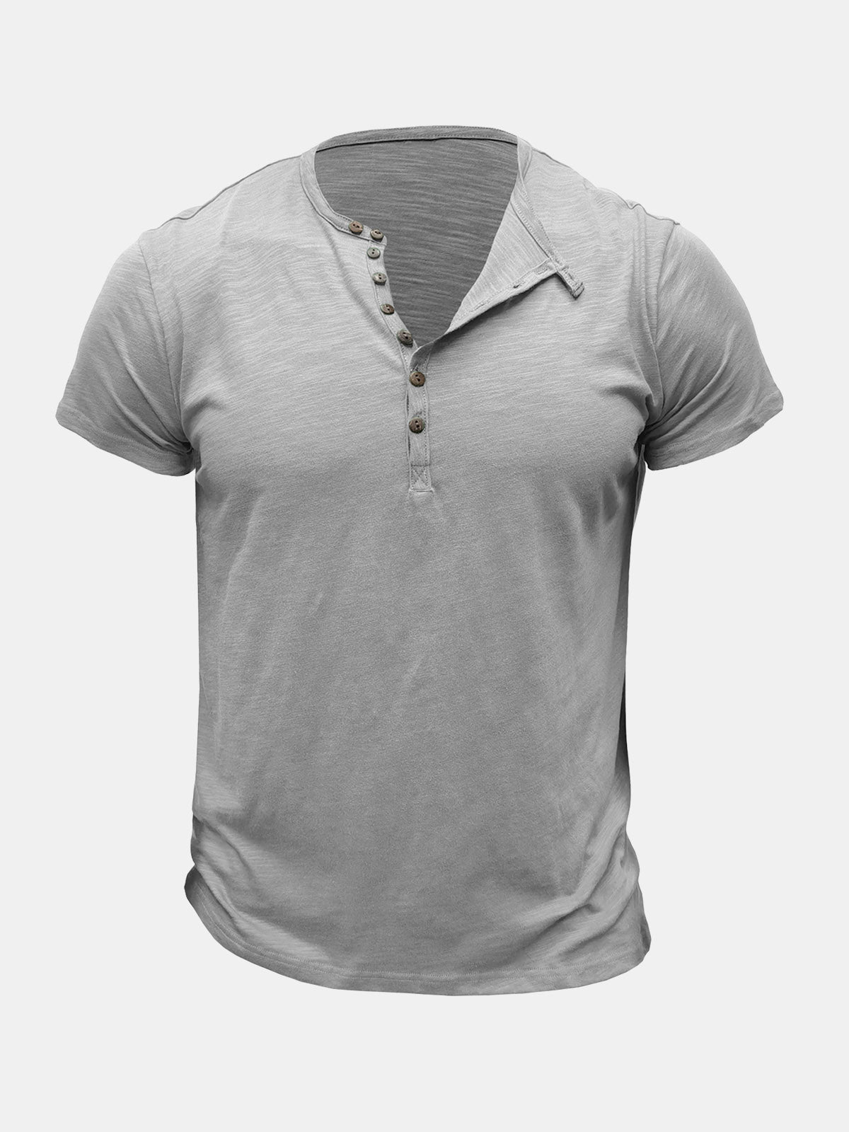 Men's Summer Casual Breathable Cotton Solid Color Short Sleeve T-Shirt