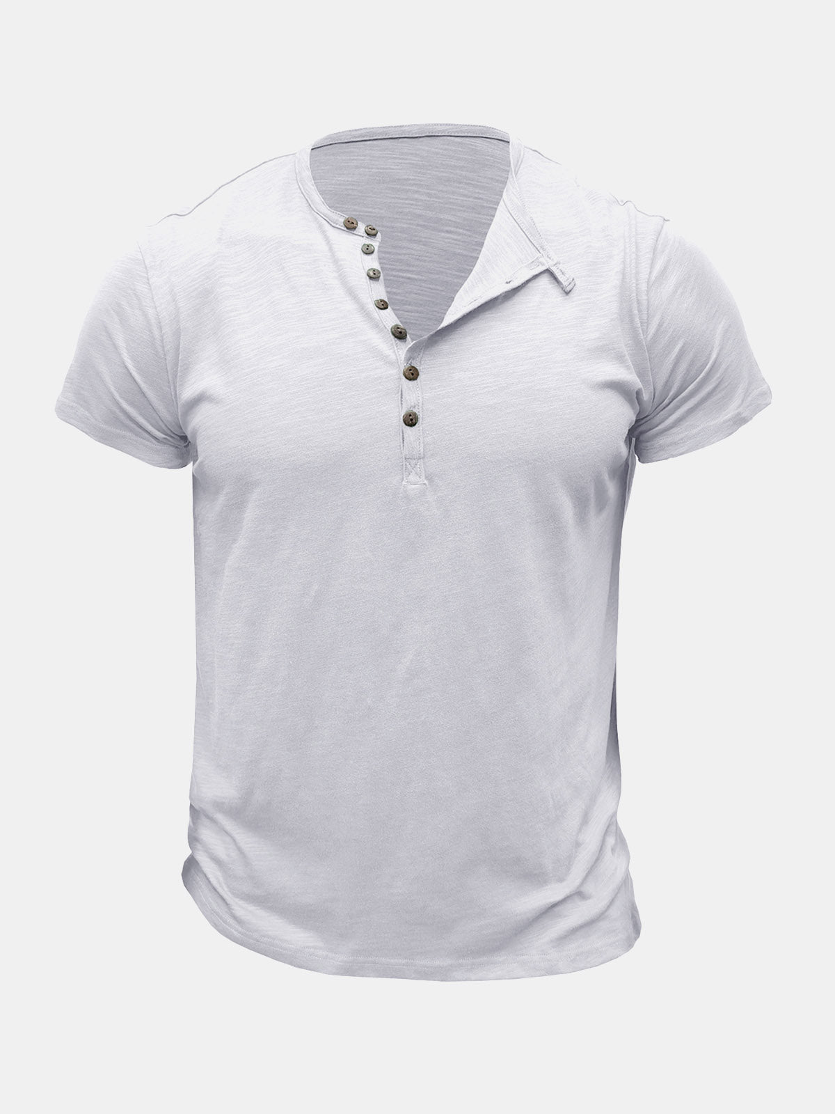 Men's Summer Casual Breathable Cotton Solid Color Short Sleeve T-Shirt