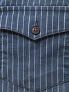 Men's Denim Striped Pocket Vintage Cotton Long Sleeve Shirt