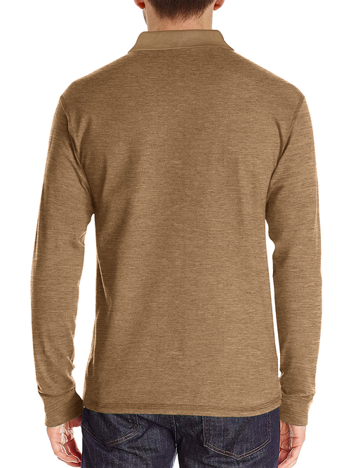 Men's Solid Color Pocket  Lapel Casual Polo Long Sleeve Shirt