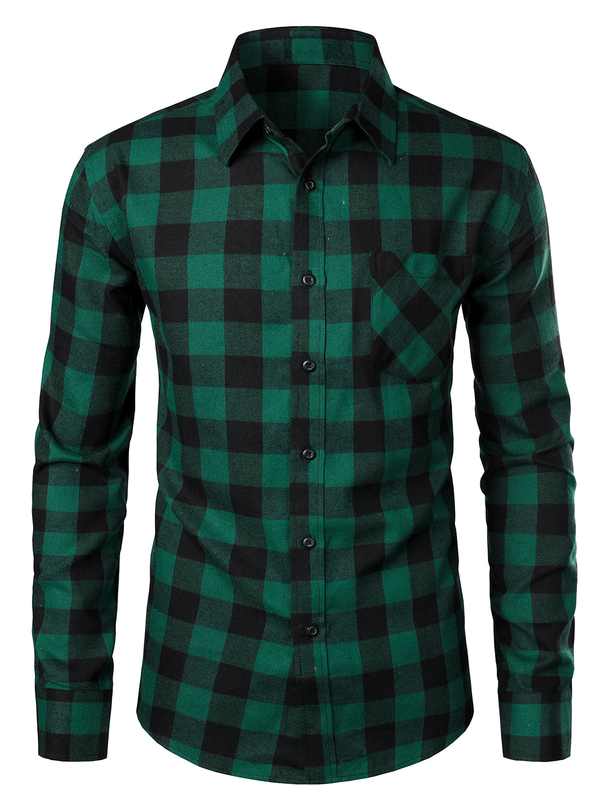 Men's Button Up Regular Fit Long Sleeve Plaid Flannel Casual Shirt