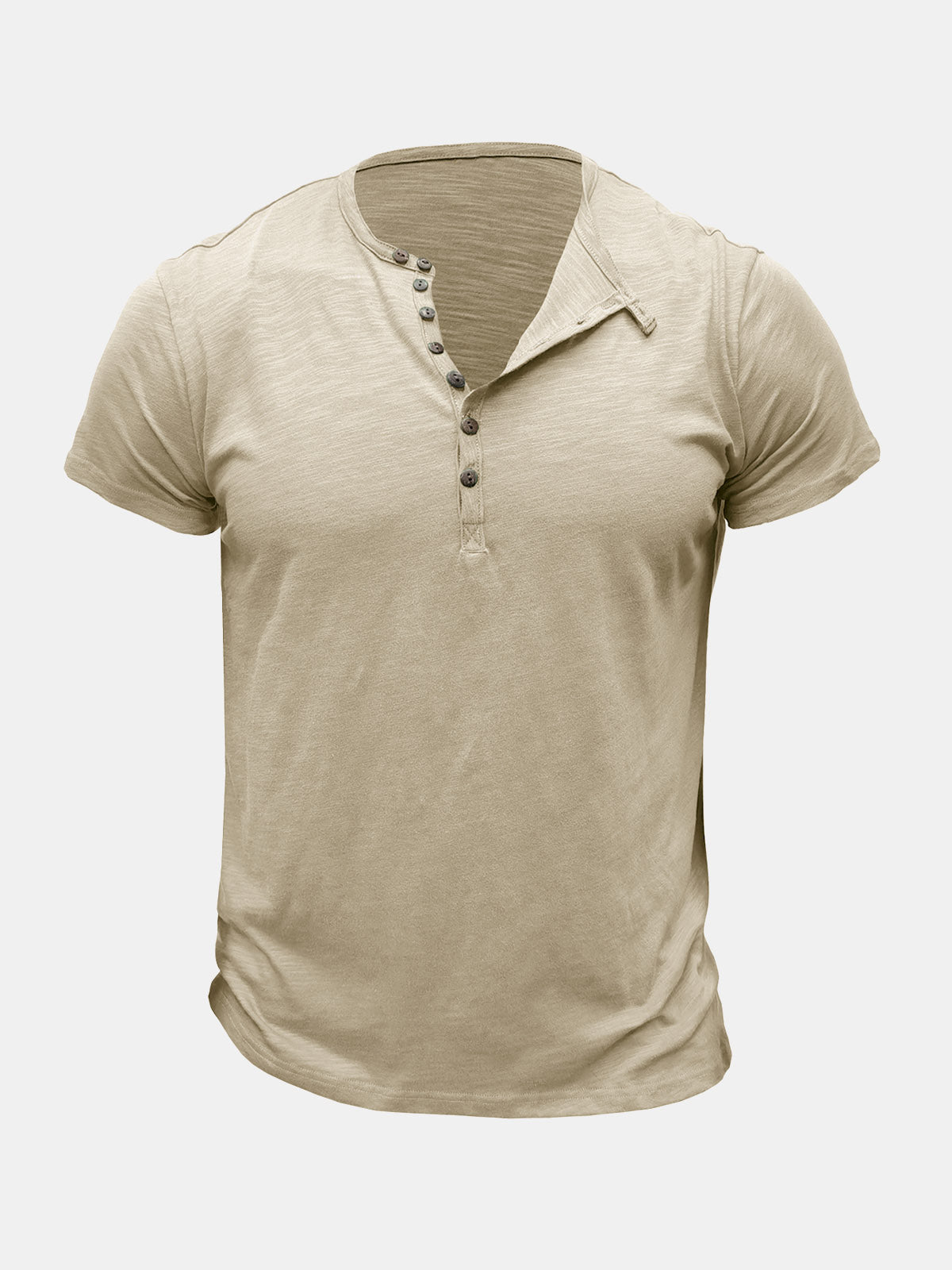 Men's Summer Casual Breathable Cotton Solid Color Short Sleeve T-Shirt
