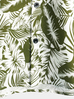 Men's Tropical Floral Print Beach Pocket Cotton And Linen Summer Short Sleeve Shirt