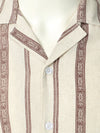 Men's Vintage Camp Collar Striped Print Holiday Short Sleeve Button Up Linen Shirt