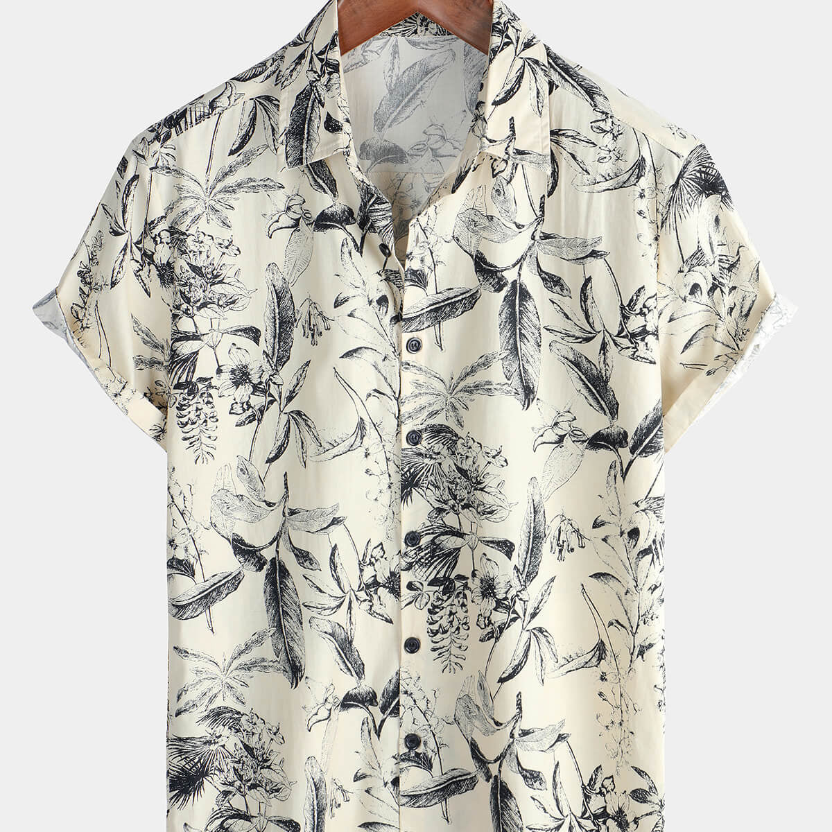 Men's Vintage Holiday Summer Hawaiian Floral Button Up Short Sleeve Shirt