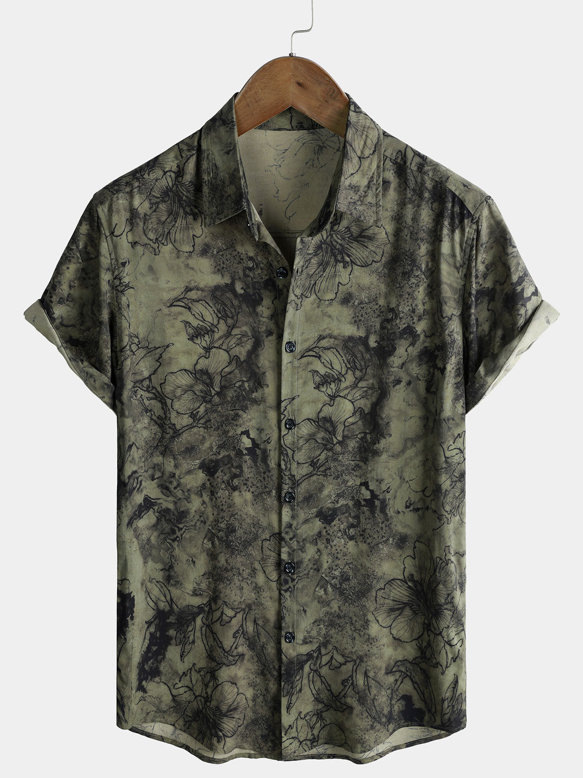 Men's Vintage Short Sleeve Lightweight Breathable Rayon Vacation Shirt