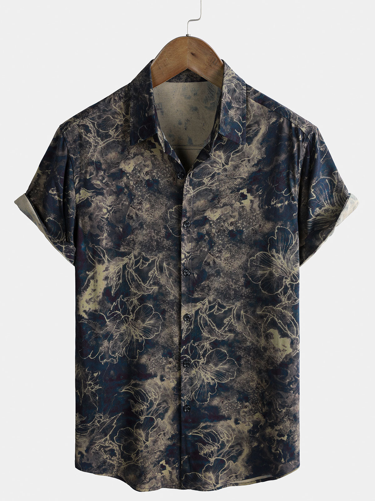 Men's Vintage Lightweight Breathable Rayon Short Sleeve Holiday Leisure Shirt