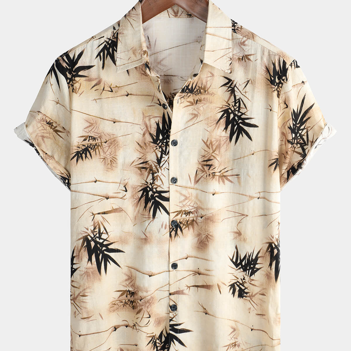 Men's Casual Short Sleeve Bamboo Holiday Cotton Vintage Shirt