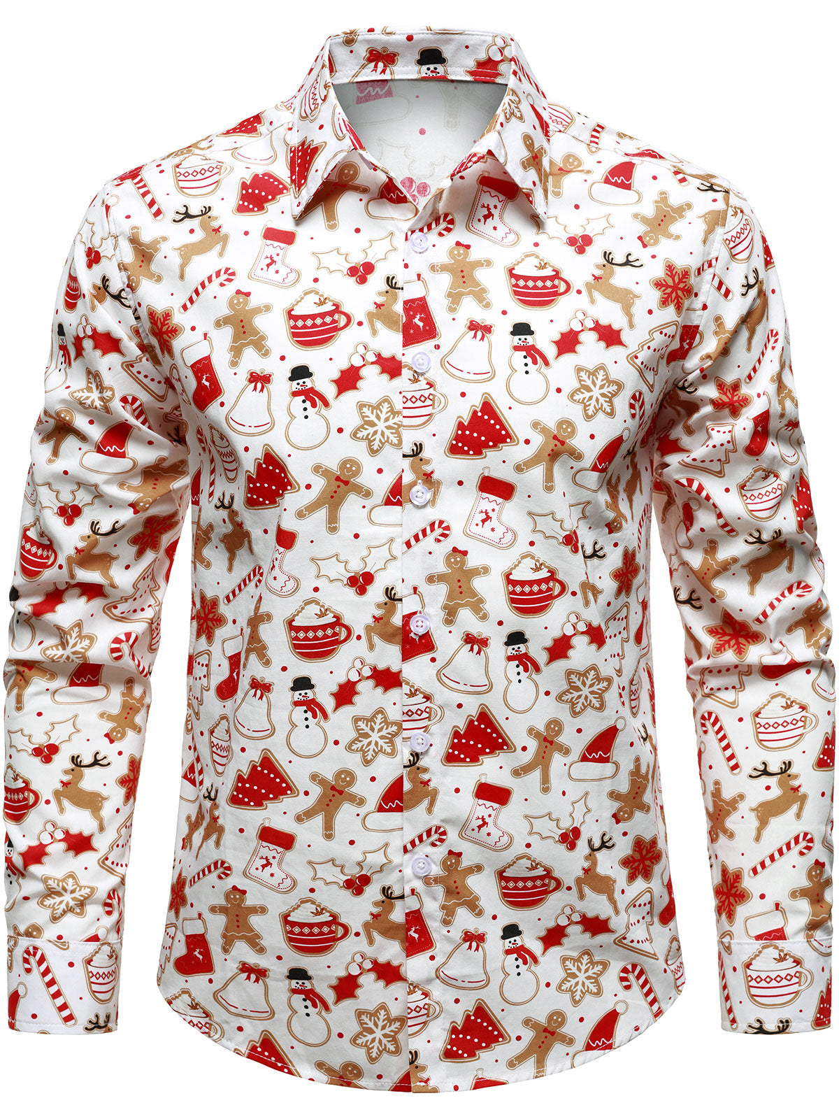 Men's Christmas Themed Funny Holiday Festive Print Long Sleeve Shirt