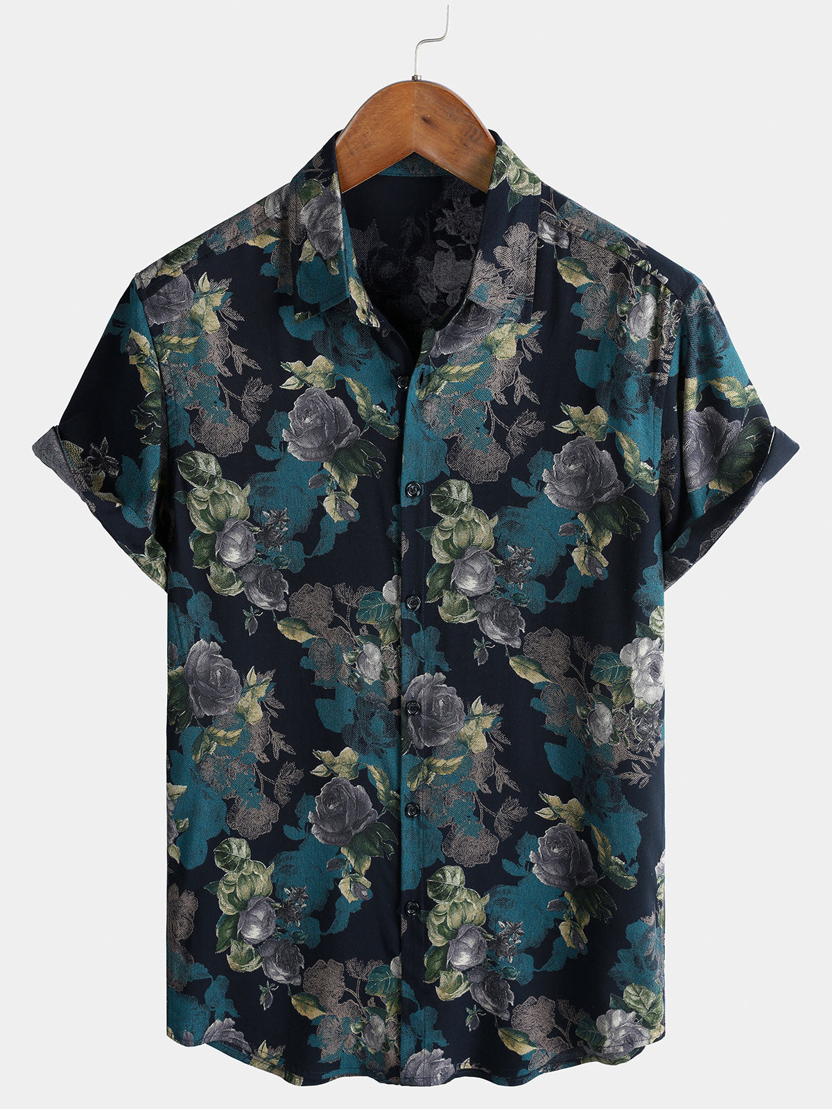 Men's Short Sleeve Lightweight Breathable Retro Island Holiday Floral Pattern Shirt