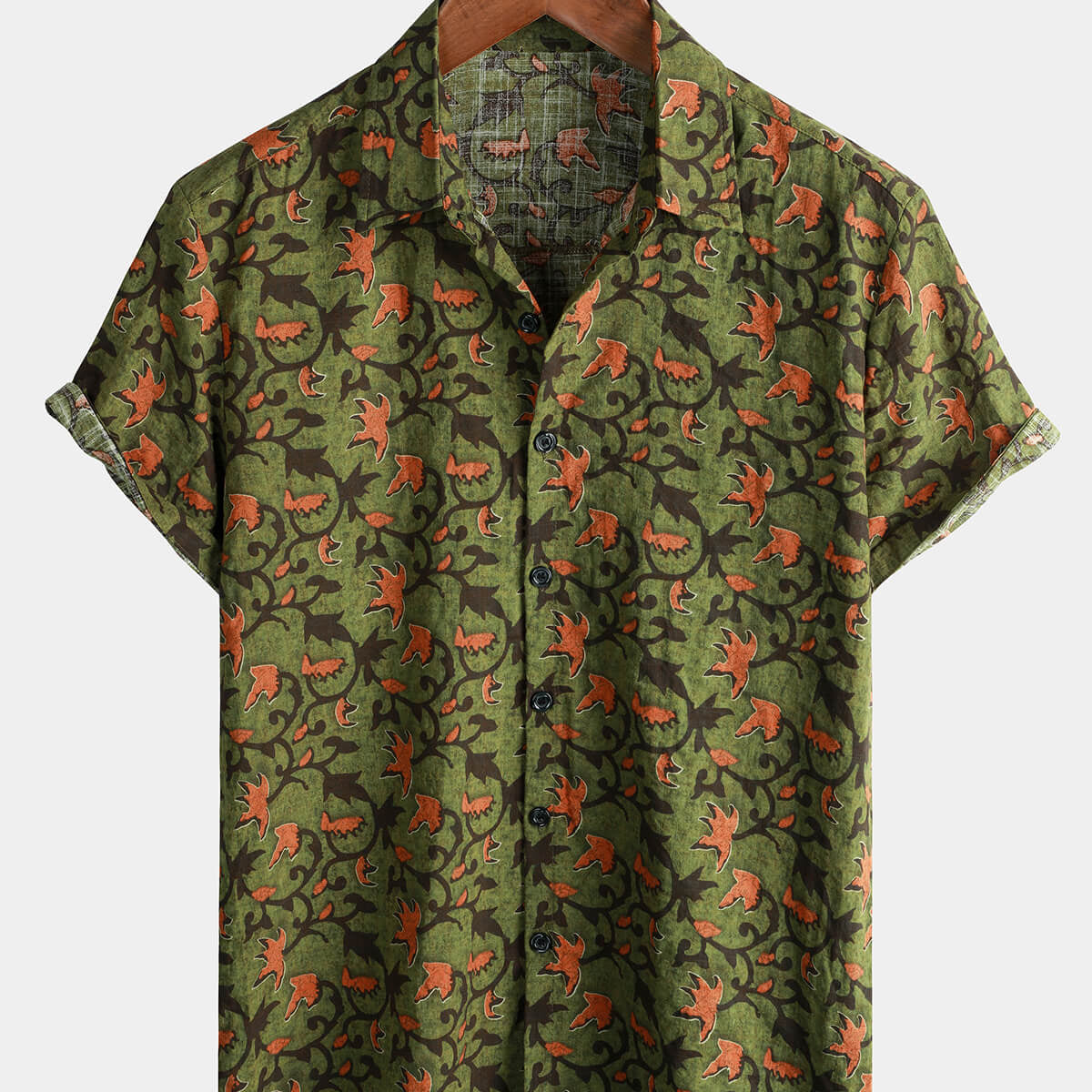 Camisa de manga corta con botones para playa, diseño floral hawaiano de algodón vintage de los años 70 para hombre