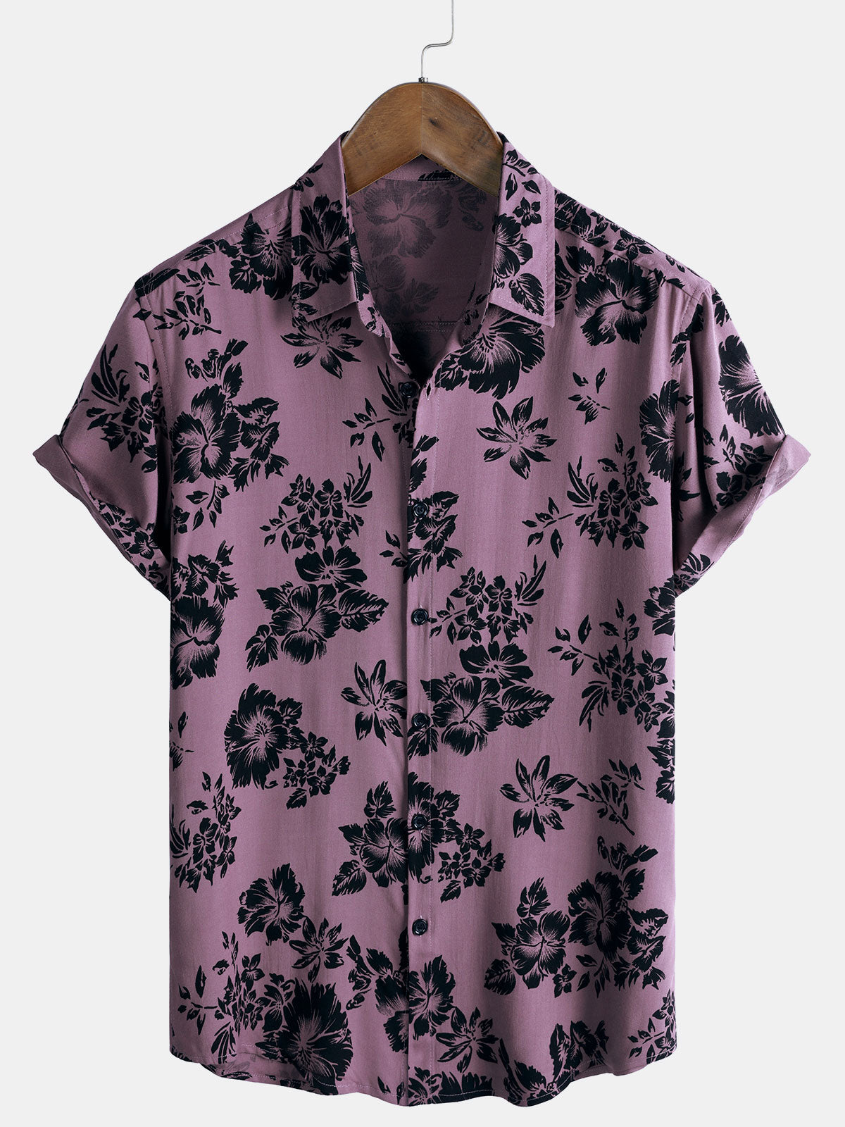 Men's Rayon Tropical Floral Print Vacation Short Sleeve Shirt